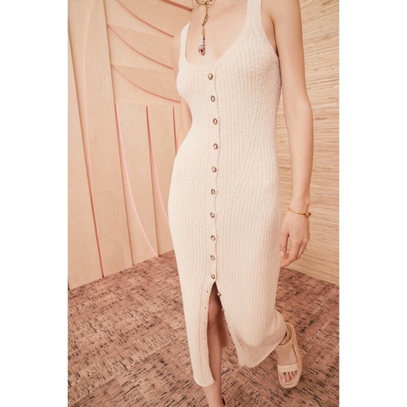 NWOT Ulla Johnson Midi Off-White Sleeveless Nedda Knit Dress